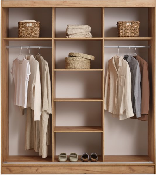 Kleiderschrank ODDER 179x201 3 Schiebetüren m/Spiegel eiche