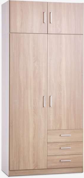 Armario FANDRUP 97x176 2 puertas 3 cajones color roble claro