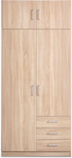 Kleiderschrank FANDRUP 97x176 2 Türen 3 Schubl eiche hell