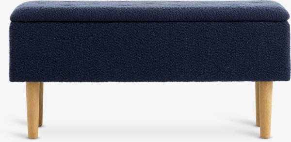 Bench BADSTED w/storage dark blue fabric