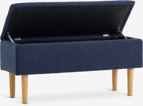 Bench BADSTED w/storage dark blue fabric