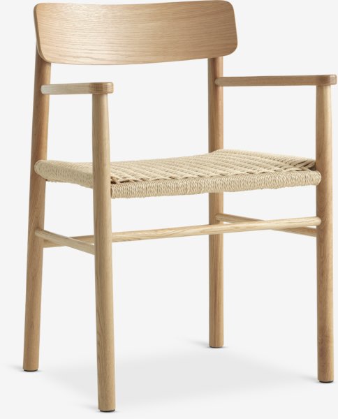 Dining chair ISLEV w/armrest oak/natural