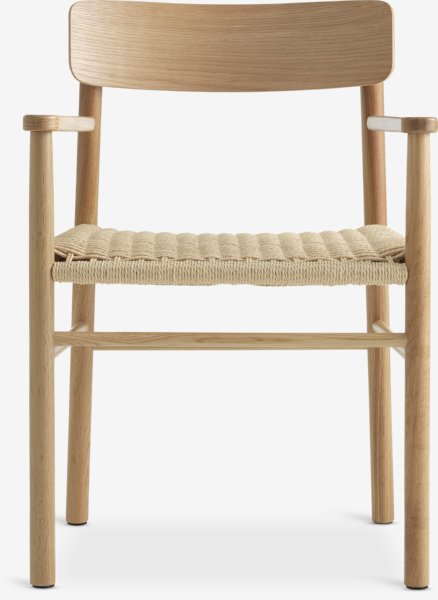 Sedia ISLEV con braccioli intreccio/rovere