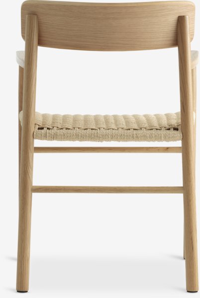 Sedia ISLEV con braccioli intreccio/rovere