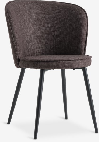 Dining chair RISSKOV dark brown fabric/black