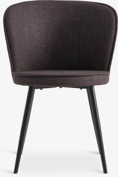 Dining chair RISSKOV dark brown fabric/black