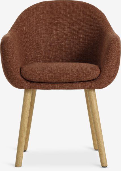 Dining chair INGERSLEV terracotta/oak colour