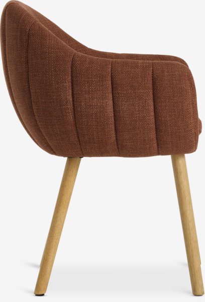 Dining chair INGERSLEV terracotta/oak colour