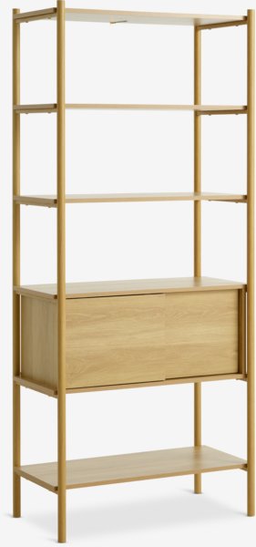 Shelving unit LINDVED 6 shelves 2 doors oak colour