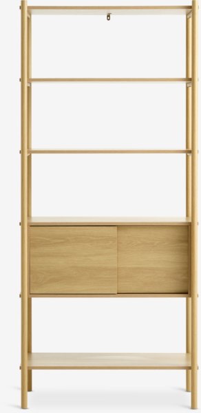 Shelving unit LINDVED 6 shelves 2 doors oak colour