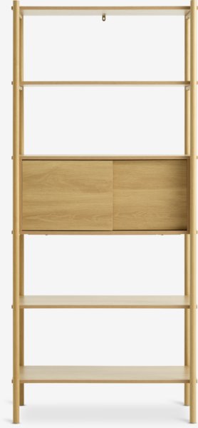 Shelving unit LINDVED 6 shelves 2 doors oak colour