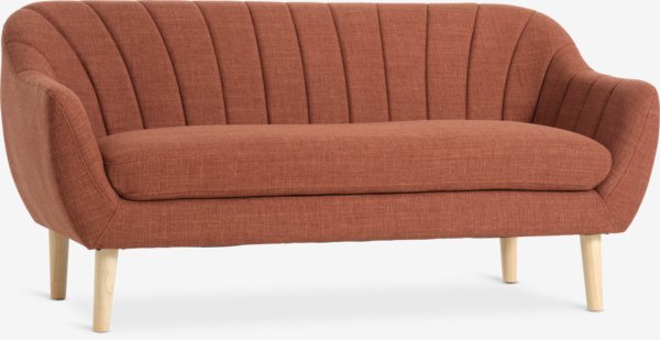 Sofa EGEDAL 2,5-seter terracotta stoff/eikefarget