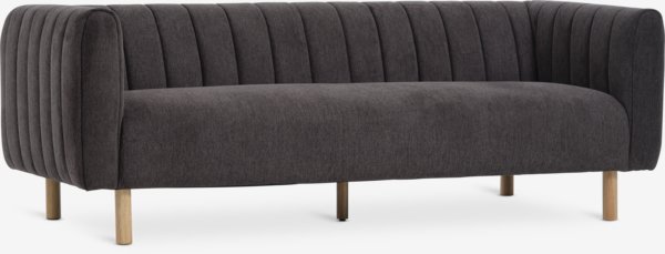 Sofa MAGLEBY 3 seater dark brown fabric/oak colour