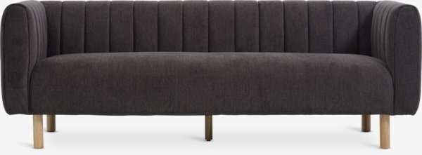 Sofa MAGLEBY 3 seater dark brown fabric/oak colour