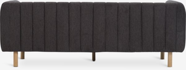 Sofa MAGLEBY 3 seater dark brown fabric/oak colour