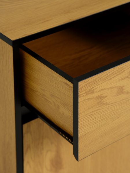 Aparador ODENSE 3 puertas 3 cajones roble cálido/negro