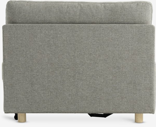 Canapé convertible OLSTRUP 1,5 places tissu gris/colo. chêne