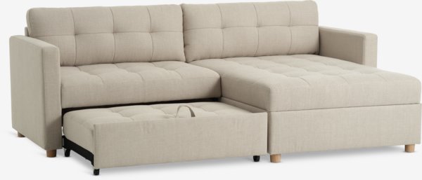 Sovesofa chaiselong TEGLHUSE beige stof
