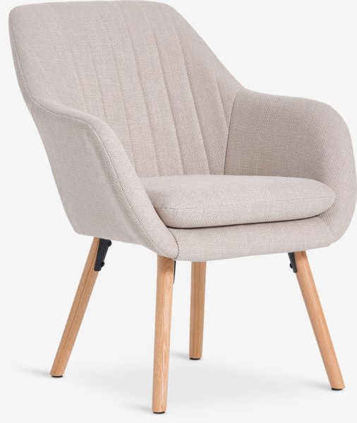 Fauteuil UDSBJERG tissu beige/chêne