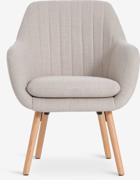 Fauteuil UDSBJERG beige stof/eiken