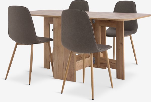 ALLING L100/163 table oak + 4 BISTRUP chairs olive/oak