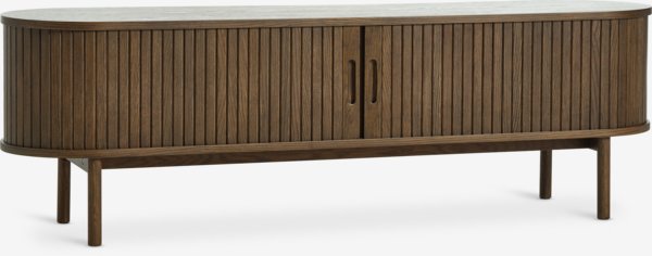 TV bench LYNGVIG 160cm 2 tambour doors dark oak