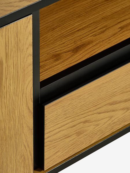 TV-stalak DENSE 2 vrata 1 ladica topli hrast boja/crna