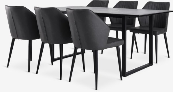 MOSELUND Tavolo L180 cm ceramica + 4 LUNDERSKOV Sedie nero