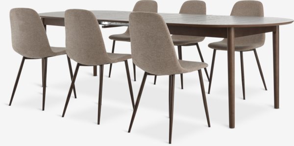 MARSTRAND L200/280 table d.oak + 4 JONSTRUP chairs beige