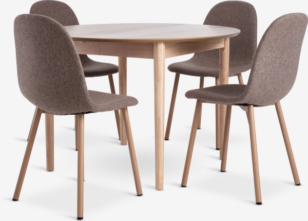 MARSTRAND D110 table oak + 4 EJSTRUP chairs dark sand/oak