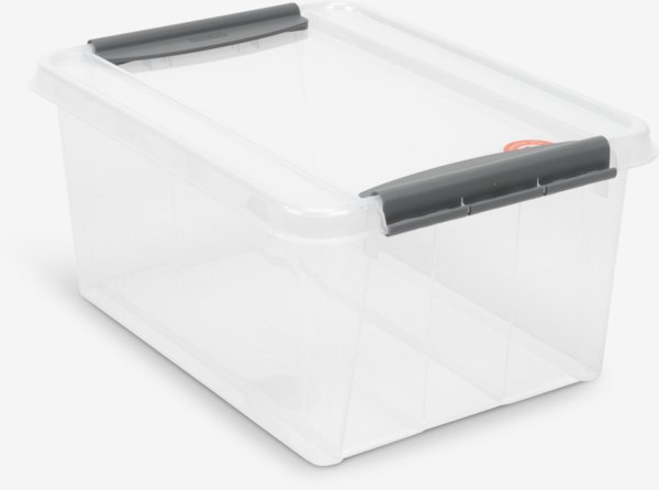 Scatole Portaoggetti In Plastica 14L Con Coperchio - Trasparenti, Sottolibro, Impilabili - 2 Pezzi, 41,6x30,1x15,2 Cm