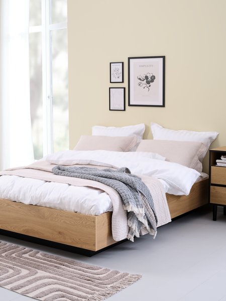 Bed frame ELLINGE King with storage oak colour