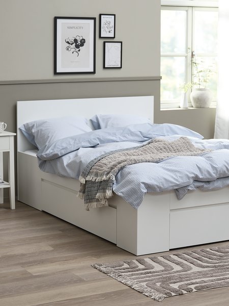 Bed frame LIMFJORDEN 3 drawers Euro Double white