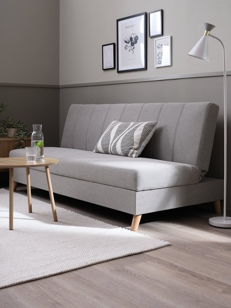 Schlafsofa ILDVED Stoff beige/eichenfarben