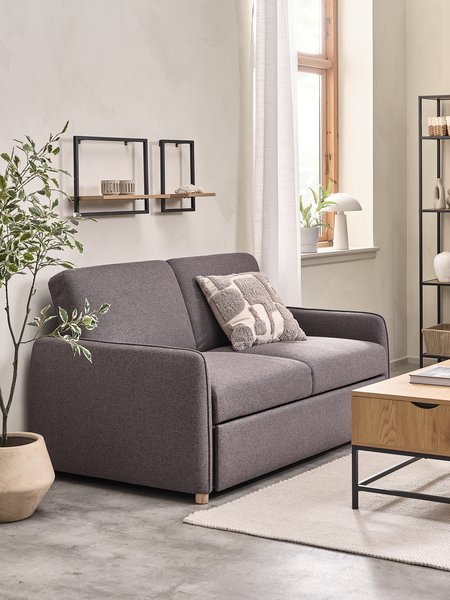 Divano letto LYSTRUP 2 posti tessuto grigio scuro