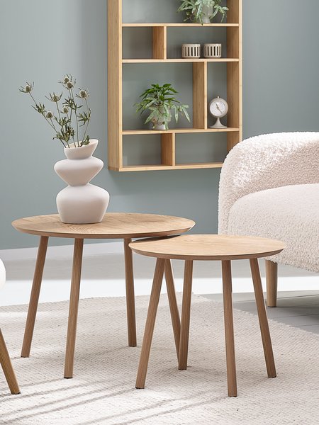 Tables gigognes MUNKEBO Ø55/Ø45 coloris chêne 2pcs