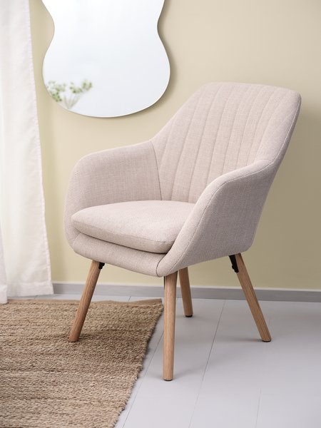 Fauteuil UDSBJERG tissu beige/chêne