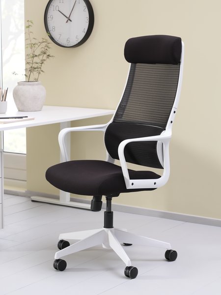 Office chair HEDENSTED black fabric/white