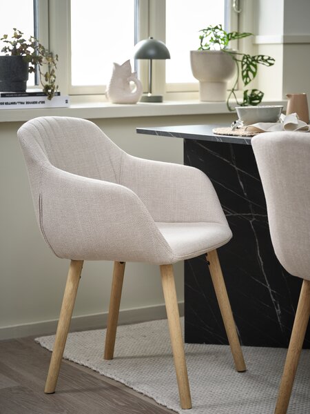 Dining chair ADSLEV w/out armrest beige/oak colour