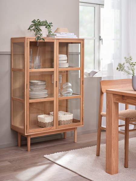 Display cabinet VESTERBY low 2 doors natural oak