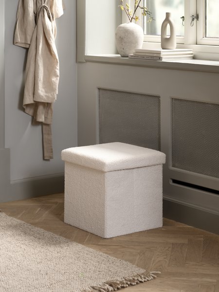 Pouffe NYSTED 38x38 w/storage off-white teddy