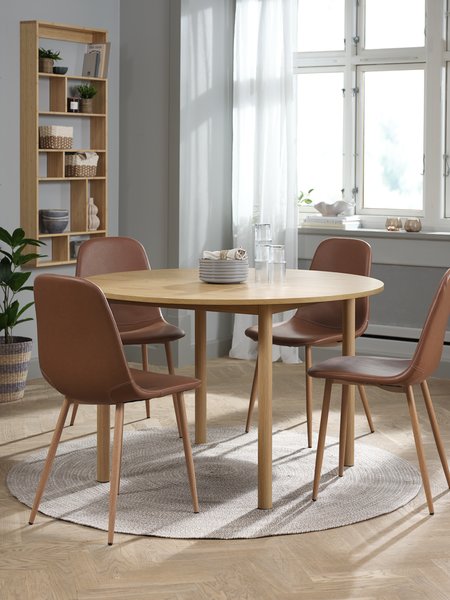 ALSTED D120 table oak + 4 JONSTRUP chairs cognac/oak