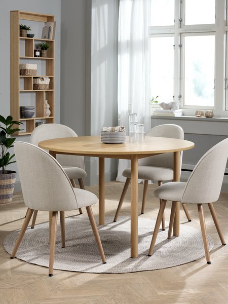 ALSTED D120 table oak + 4 THORUP chairs beige/oak