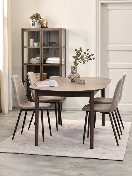 Esszimmerstuhl JONSTRUP beige Stoff/dunkel eichefarben