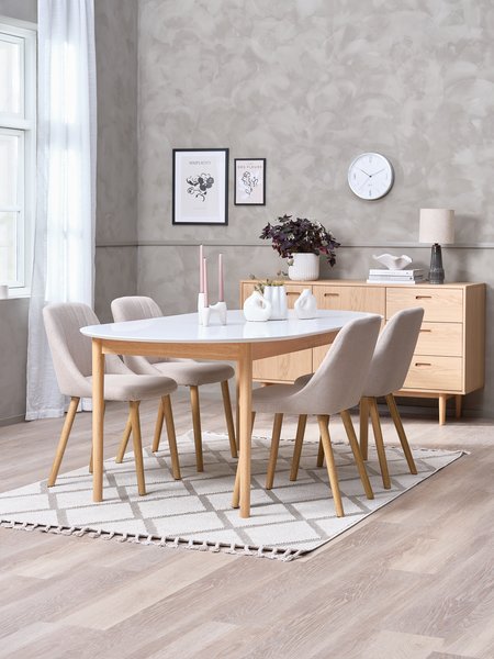 Dining chair ADSLEV w/out armrest beige/oak colour