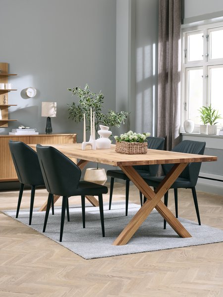 GRIBSKOV Tavolo L230 cm rovere + 4 LUNDERSKOV Sedie nero