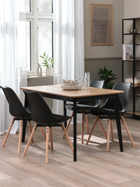 JEGIND L130 bord eg/sort + 4 KASTRUP