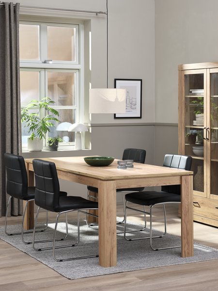 LINTRUP L190/280 table chêne + 4 HAMMEL noir