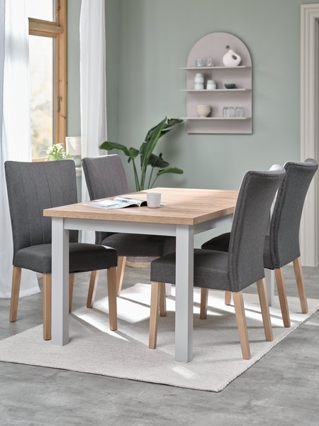 MARKSKEL L150/193 table l.grey + 4 NORDRUP chairs grey