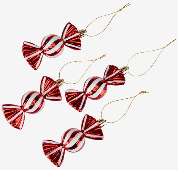 Christmas decorations VERDIT W10xH3cm 4pcs/pk red/white